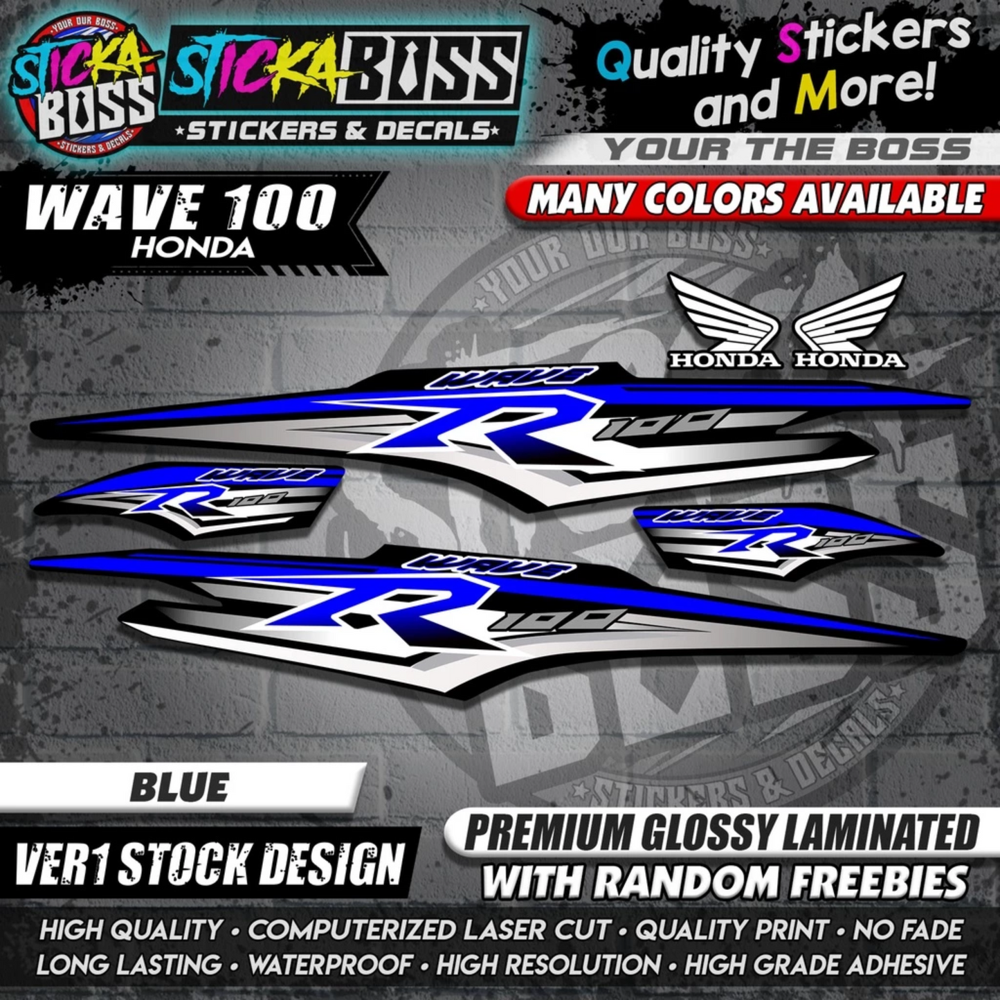 HONDA WAVE 100 R DECALS (Ver1 Stock Design)【WITH FREEBIES】