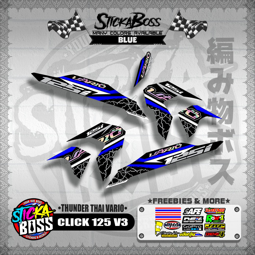 CLICK 125 V3 THAILAND DECALS ( THUNDER THAI VARIO )【WITH FREEBIES】