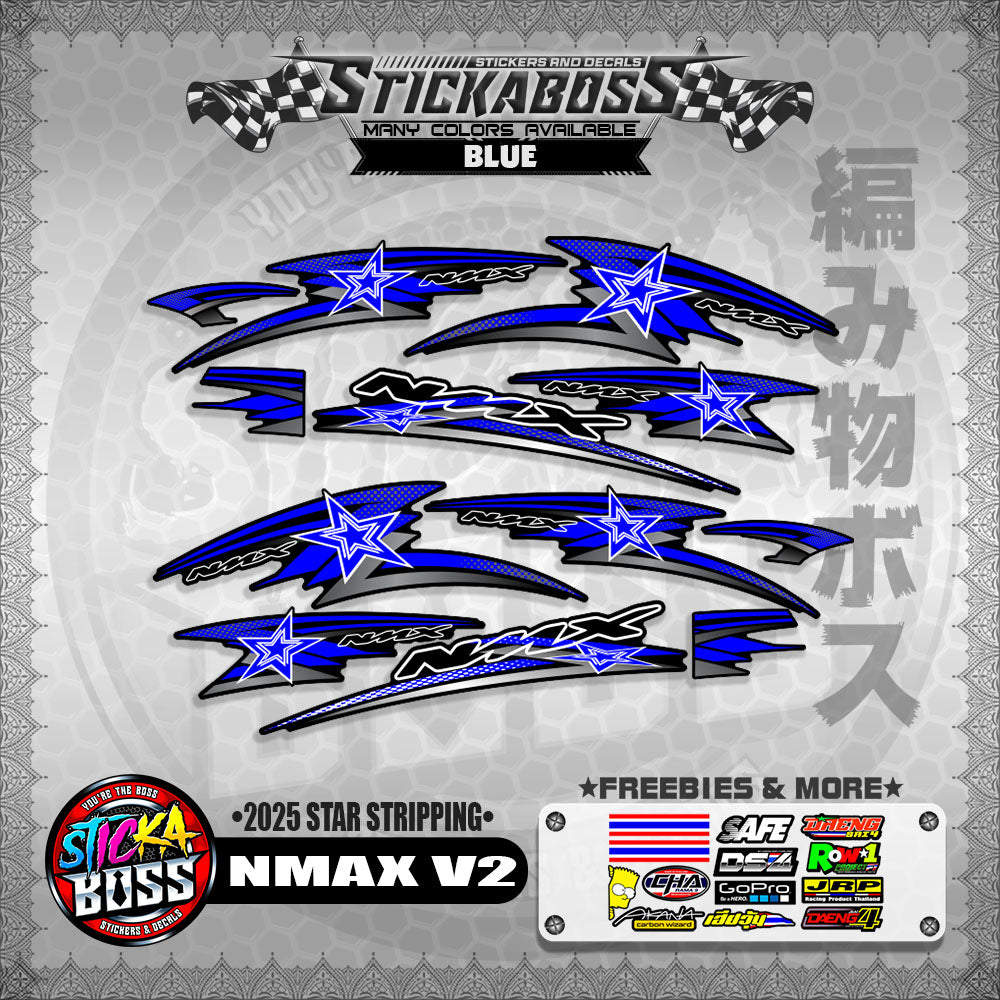 NMAX V2 STICKER DECALS ( 2025 STAR STRIPPING )【WITH FREEBIES】