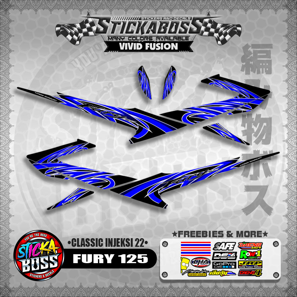 FURY 125 STICKER DECALS ( CLASSIC INJEKSI 22 )【WITH FREEBIES】