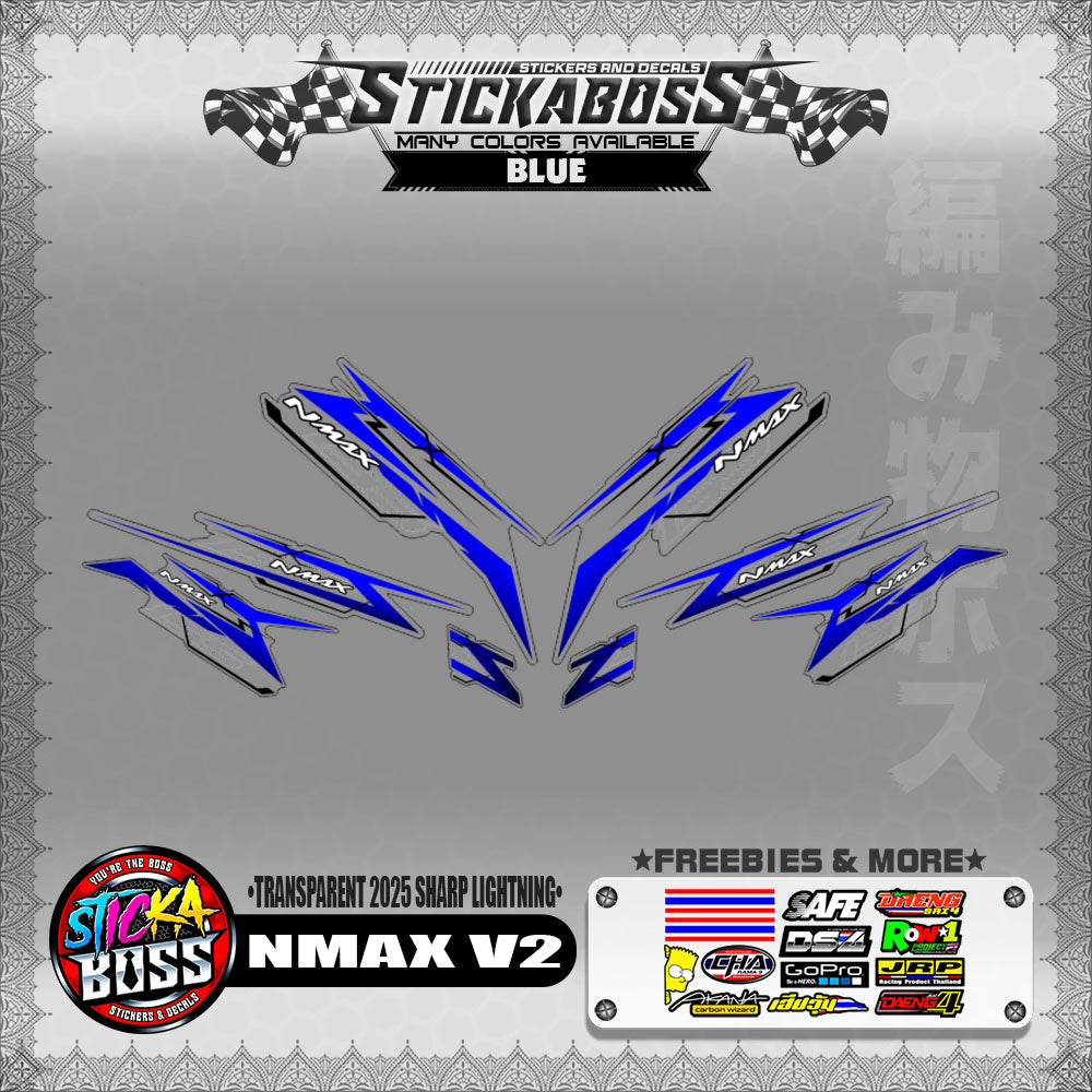 【PREMIUM UV PRINT】TRANSPARENT NMAX V2 INDO STICKER DECALS ( 2025 SHARP LIGHTNING )【WITH FREEBIES】