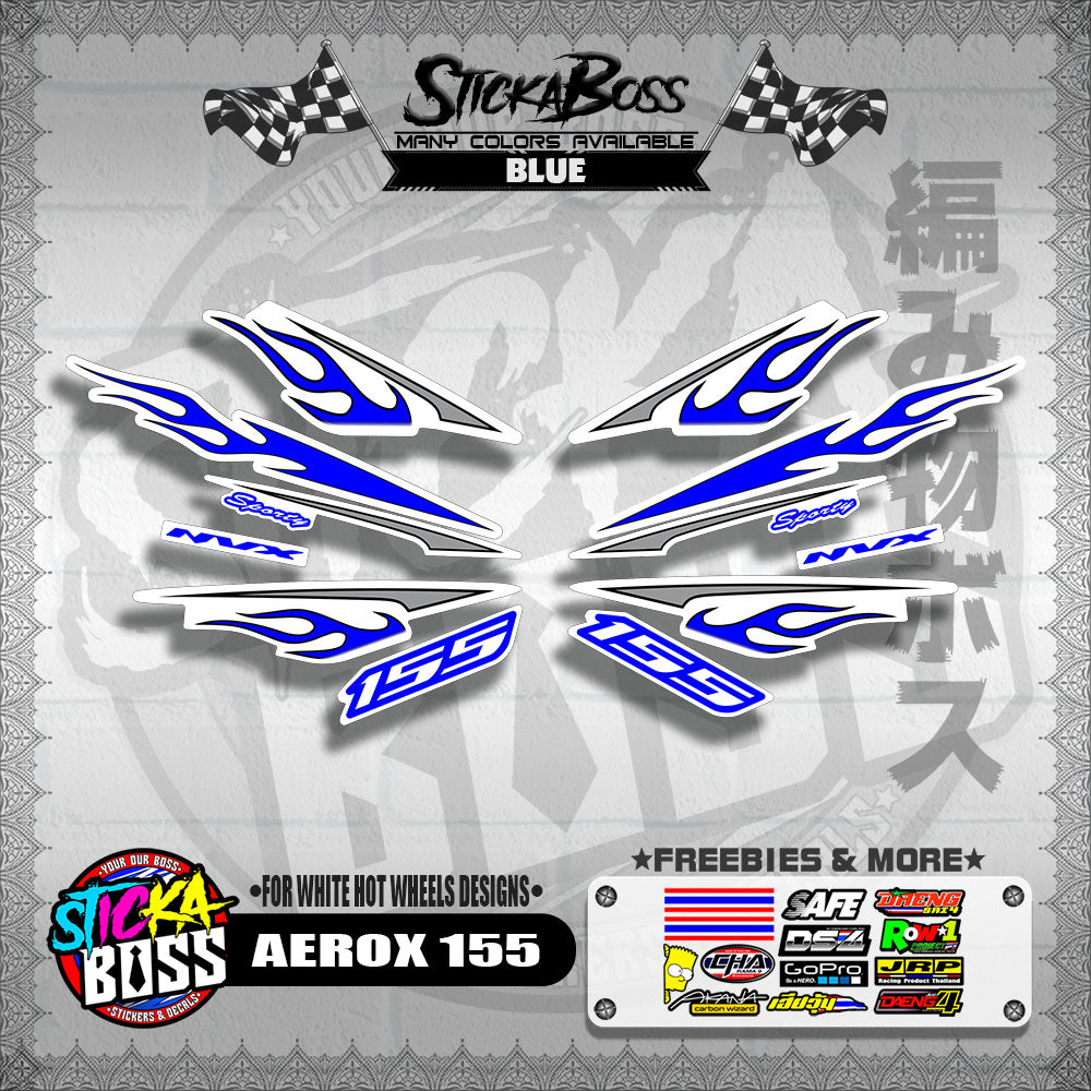 AEROX 155 DECALS ( FOR WHITE HOT WHEELS DESIGNS )【WITH FREEBIES】