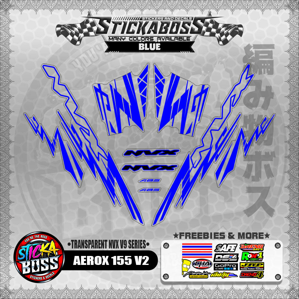 【PREMIUM UV PRINT】TRANSPARENT AEROX 155 V2 DECALS ( NVX V9 SERIES )【WITH FREEBIES】