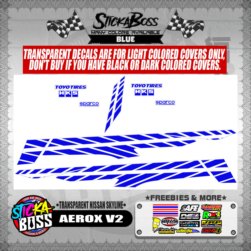 AEROX V2 DECALS ( TRANSPARENT NISSAN SKYLINE )【WITH FREEBIES】