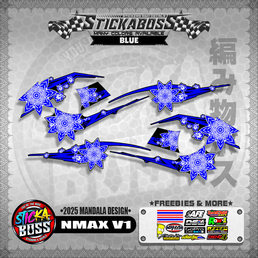NMAX V1 INDO-THAI-MALAYSIAN STICKER DECALS ( 2025 MANDALA DESIGN )【WITH FREEBIES】