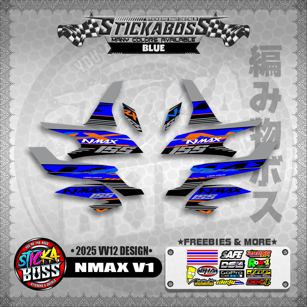 NMAX V1 MALAYSIAN STICKER DECALS ( 2025 VV12 DESIGN )【WITH FREEBIES】