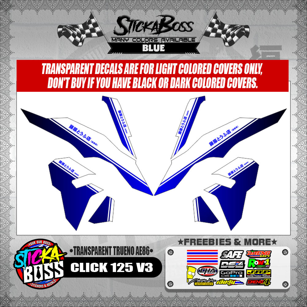 CLICK 125 V3 DECALS ( TRANSPARENT TRUENO AE86 )【WITH FREEBIES】