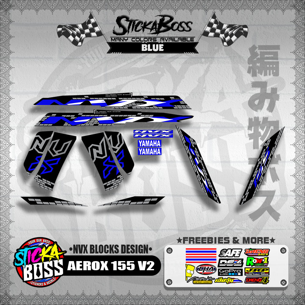 AEROX 155 V2 DECALS ( NVX BLOCKS DESIGN )【WITH FREEBIES】