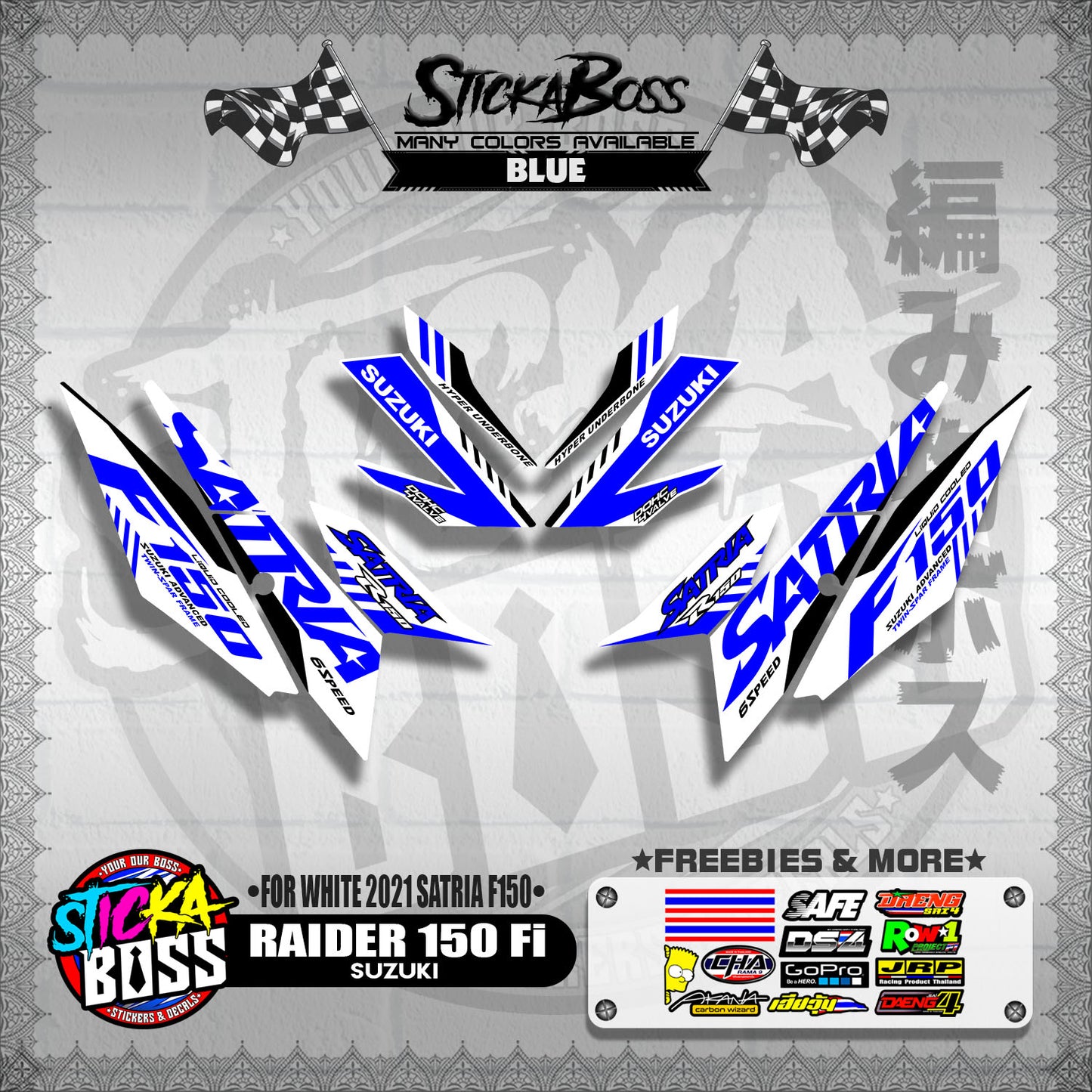 RAIDER 150 Fi DECALS ( FOR WHITE 2021 SATRIA F150 )【WITH FREEBIES】