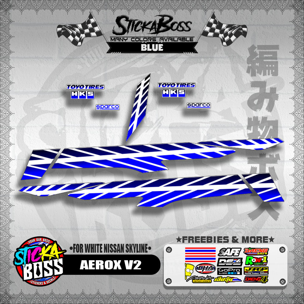 AEROX V2 DECALS ( FOR WHITE NISSAN SKYLINE )【WITH FREEBIES】