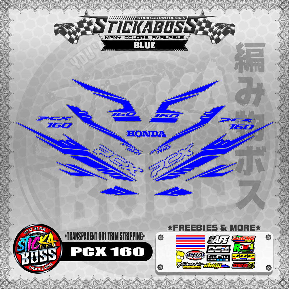 【PREMIUM UV PRINT】TRANSPARENT PCX 160 STICKER DECALS ( 001 TRIM STRIPPING )【WITH FREEBIES】