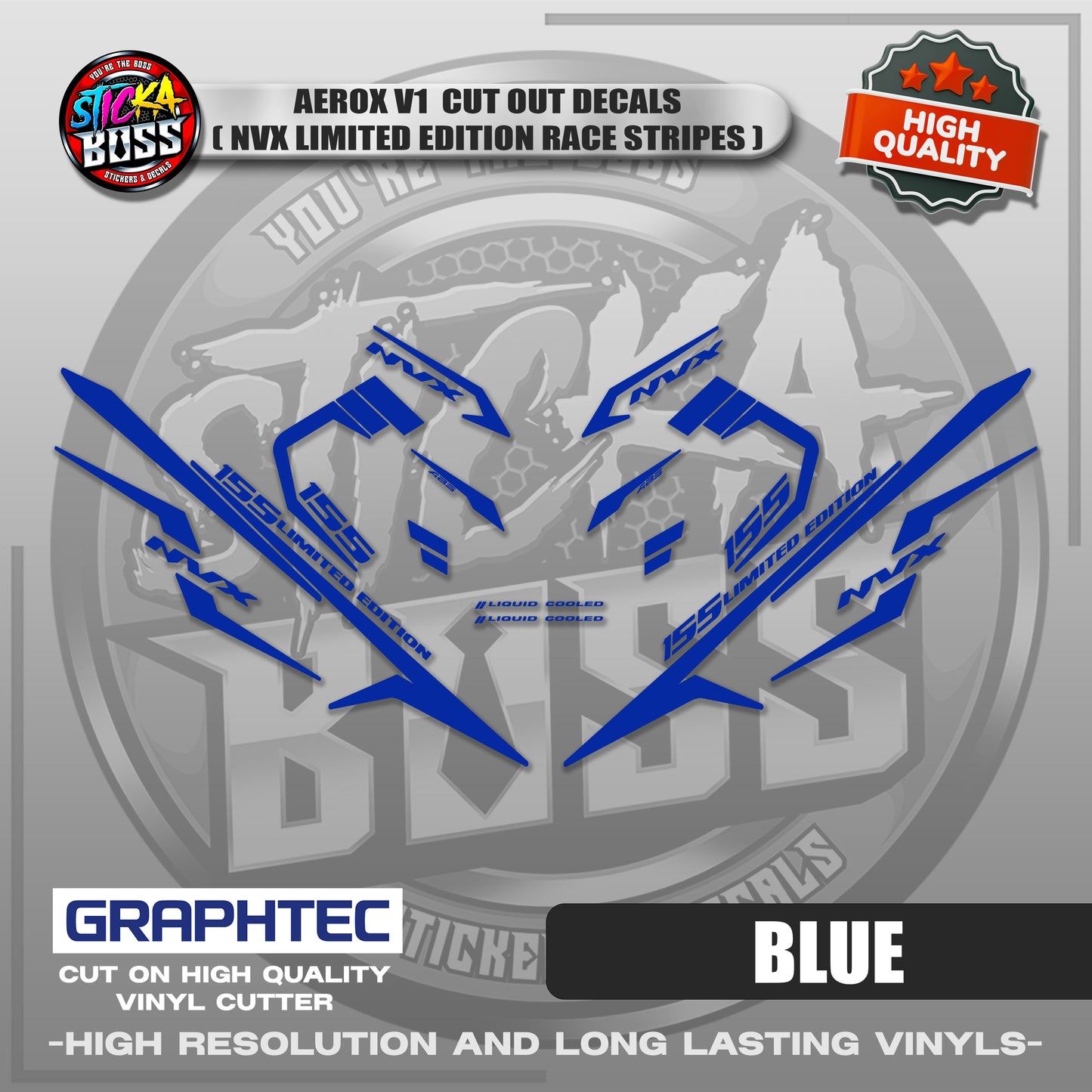 AEROX V1 CUT OUT DECALS ( NVX LIMITED EDITION RACE STRIPES ) | VINYL WATERPROOF CUT-OUT DECALS