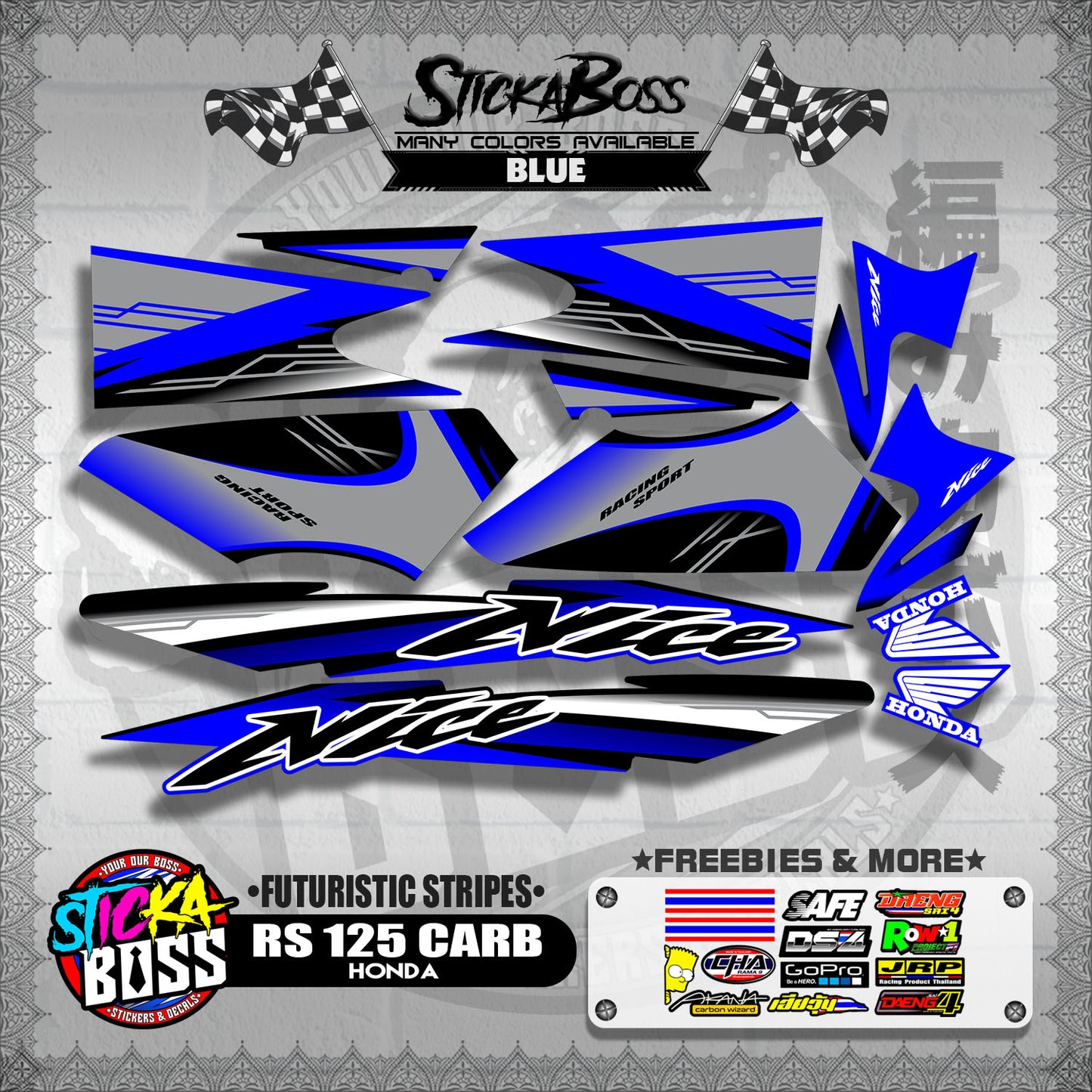 RS 125 THAI DECALS ( FUTURISTIC STRIPES )【WITH FREEBIES】