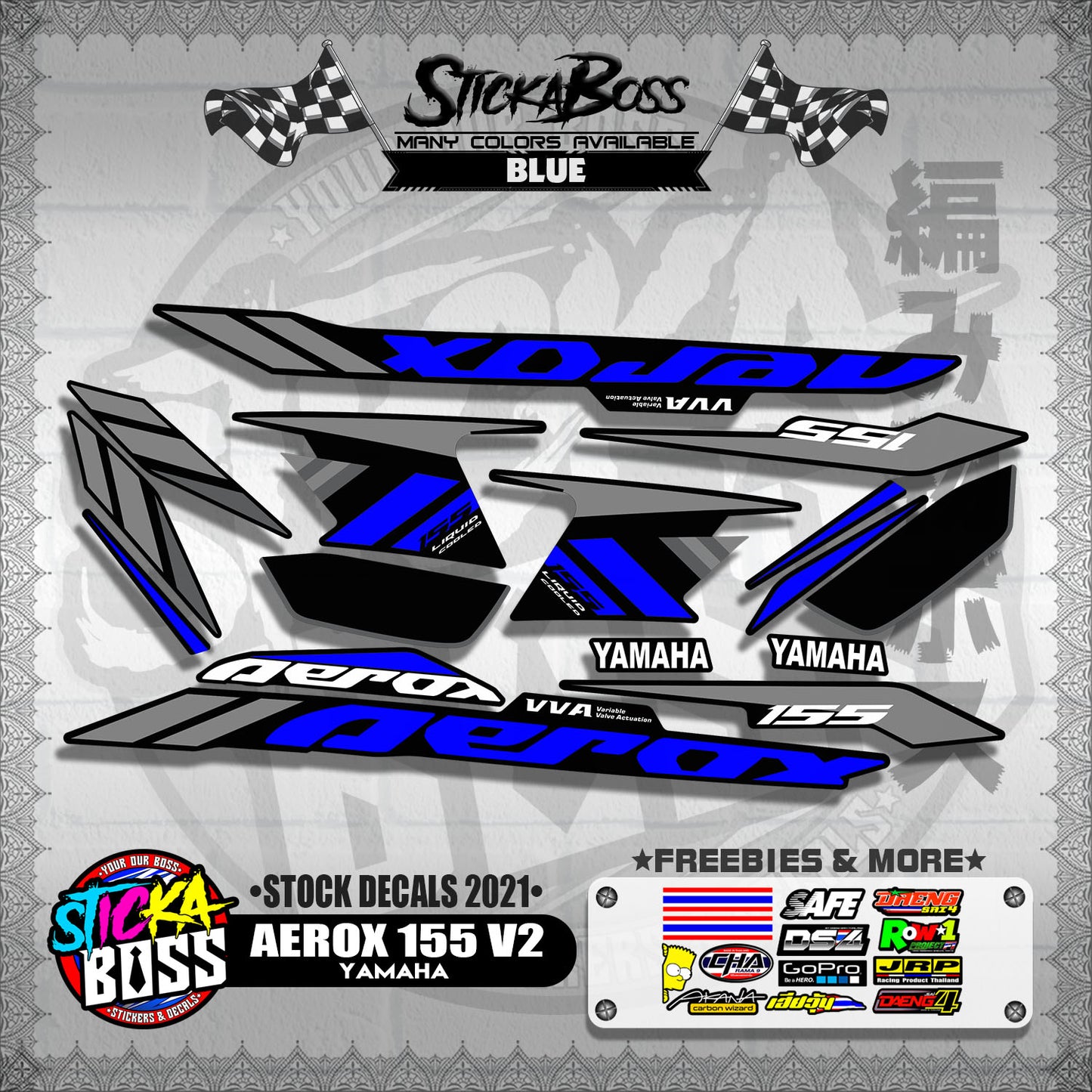 AEROX 155 V2 ( STOCK DECALS 2021 )【WITH FREEBIES】