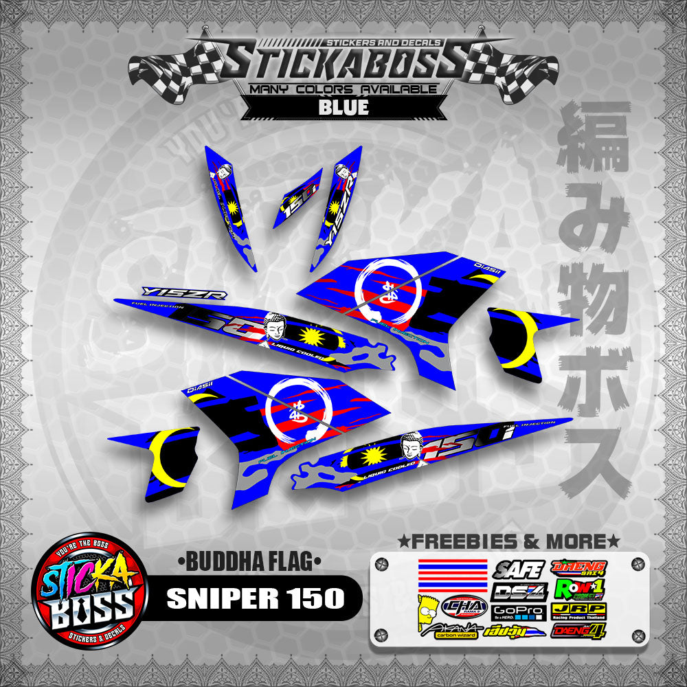 SNIPER 150 MALAYSIAN STICKER DECALS ( BUDDHA FLAG )【WITH FREEBIES】