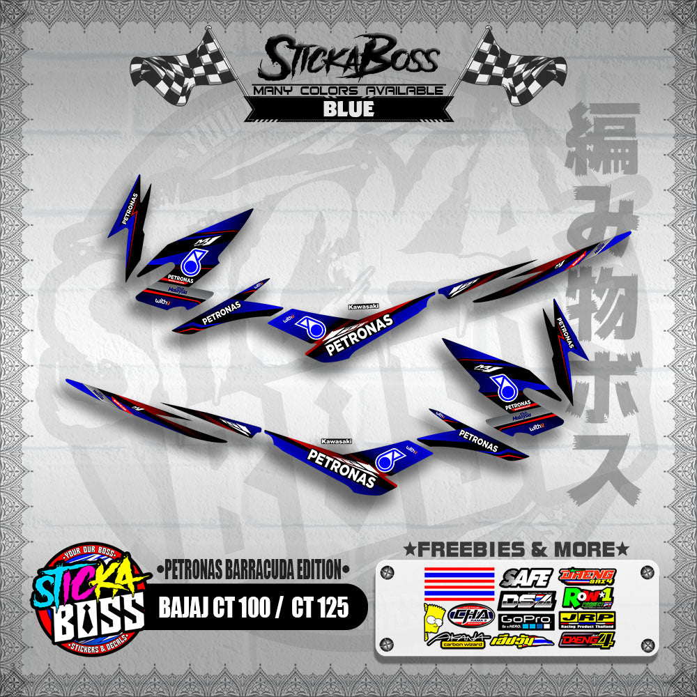 BAJAJ CT 100 / CT 125 DECALS ( PETRONAS BARRACUDA EDITION )【WITH FREEBIES】