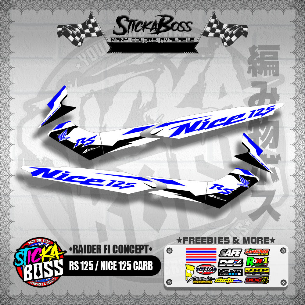 RS 125 / NICE 125 CARB DECALS ( RAIDER FI CONCEPT )【WITH FREEBIES】