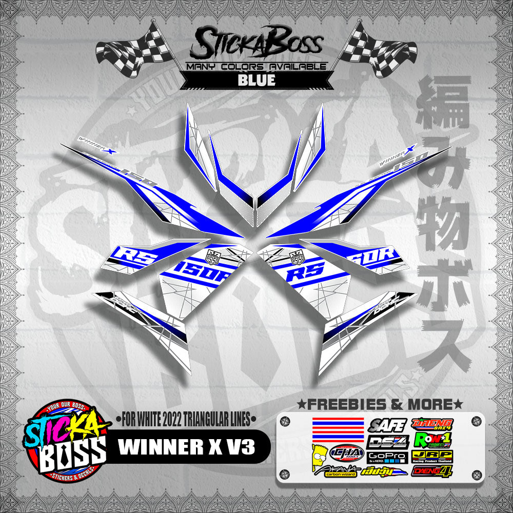 WINNER X V3 DECALS ( FOR WHITE 2022 TRIANGULAR LINES )【WITH FREEBIES】