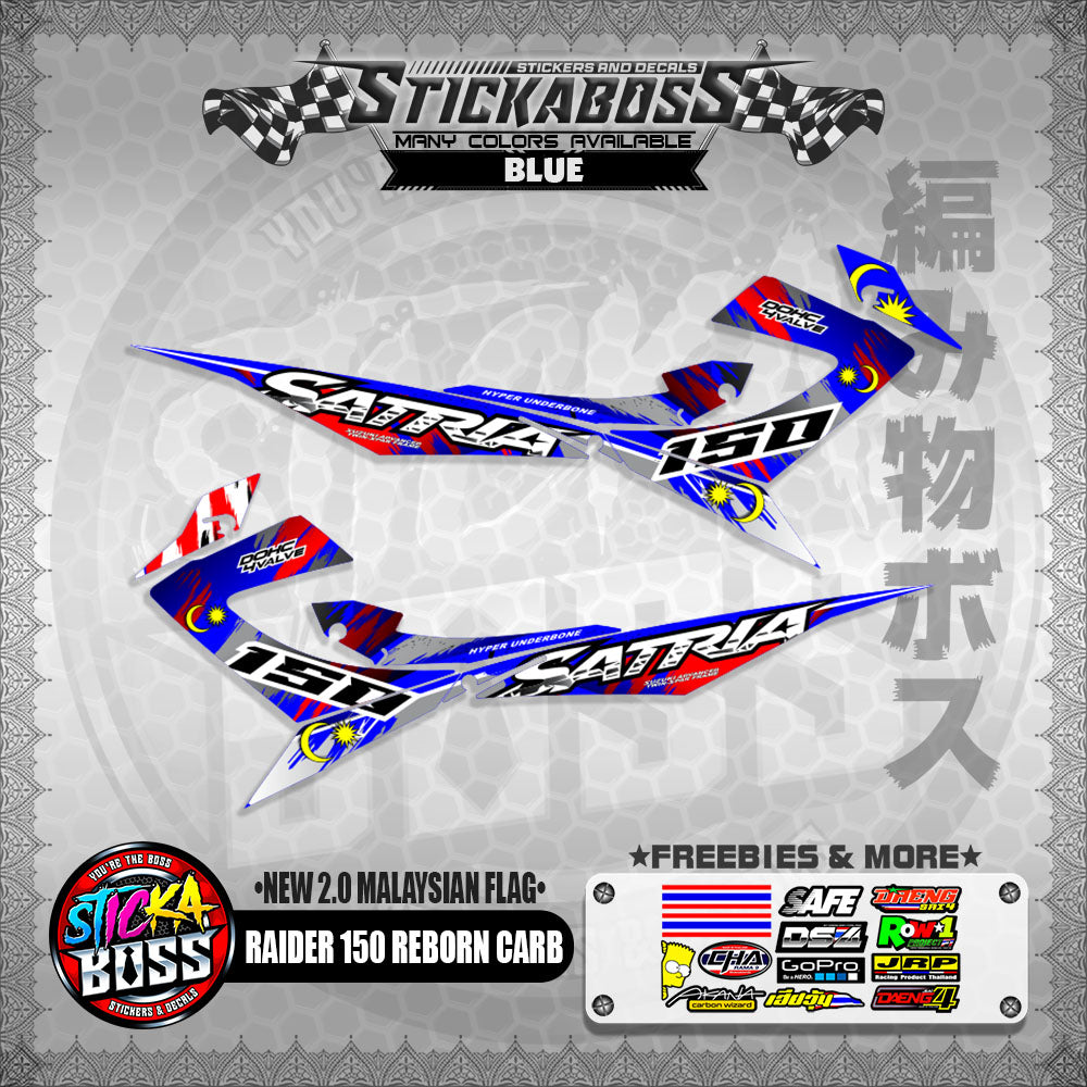 RAIDER 150 REBORN CARB STICKER DECALS ( NEW 2.0 MALAYSIAN FLAG )【WITH FREEBIES】