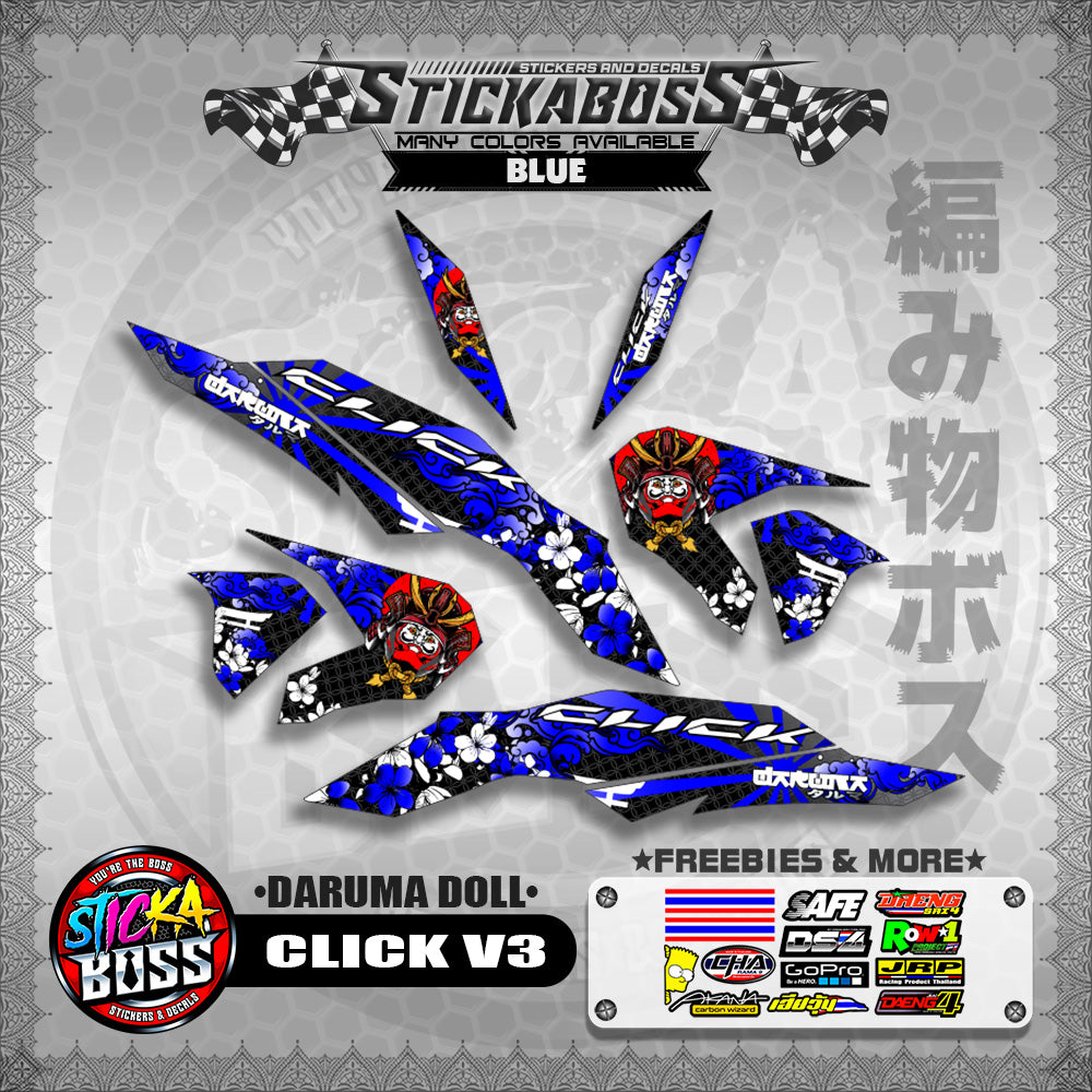 CLICK V3 STICKER DECALS ( DARUMA DOLL )【WITH FREEBIES】