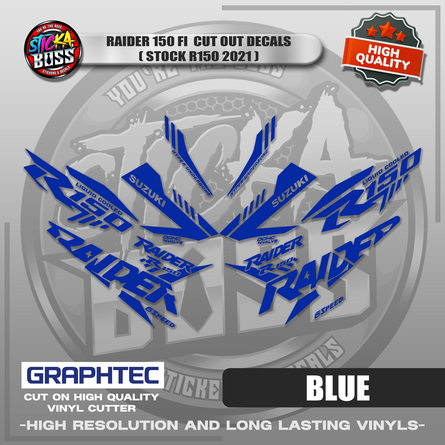 RAIDER 150 FI CUT OUT DECALS ( STOCK R150 2021) | VINYL WATERPROOF CUT-OUT STICKER DECALS