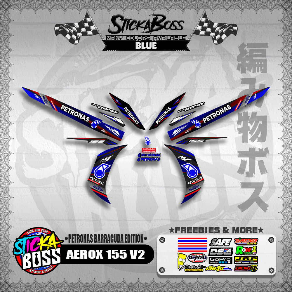 AEROX 155 V2 DECALS ( PETRONAS BARRACUDA EDITION )【WITH FREEBIES】