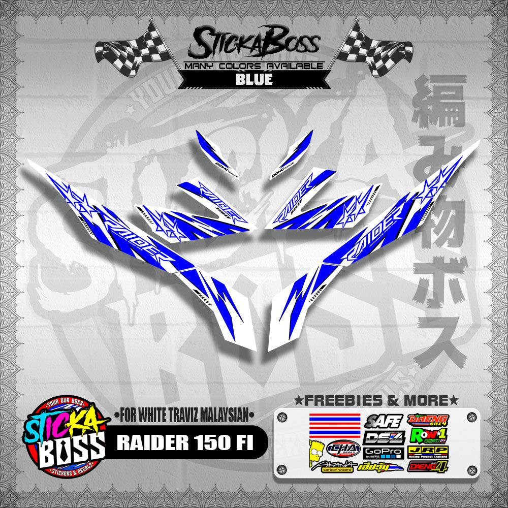 RAIDER 150 FI DECALS ( FOR WHITE TRAVIZ MALAYSIAN )【WITH FREEBIES】