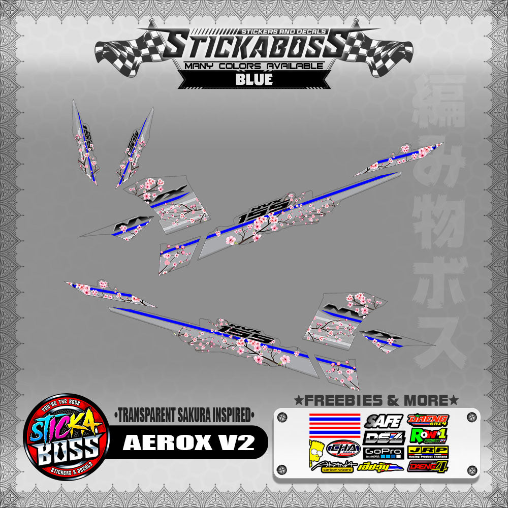 【PREMIUM UV PRINT】TRANSPARENT AEROX 155 V2 ( SAKURA INSPIRED )【WITH FREEBIES】