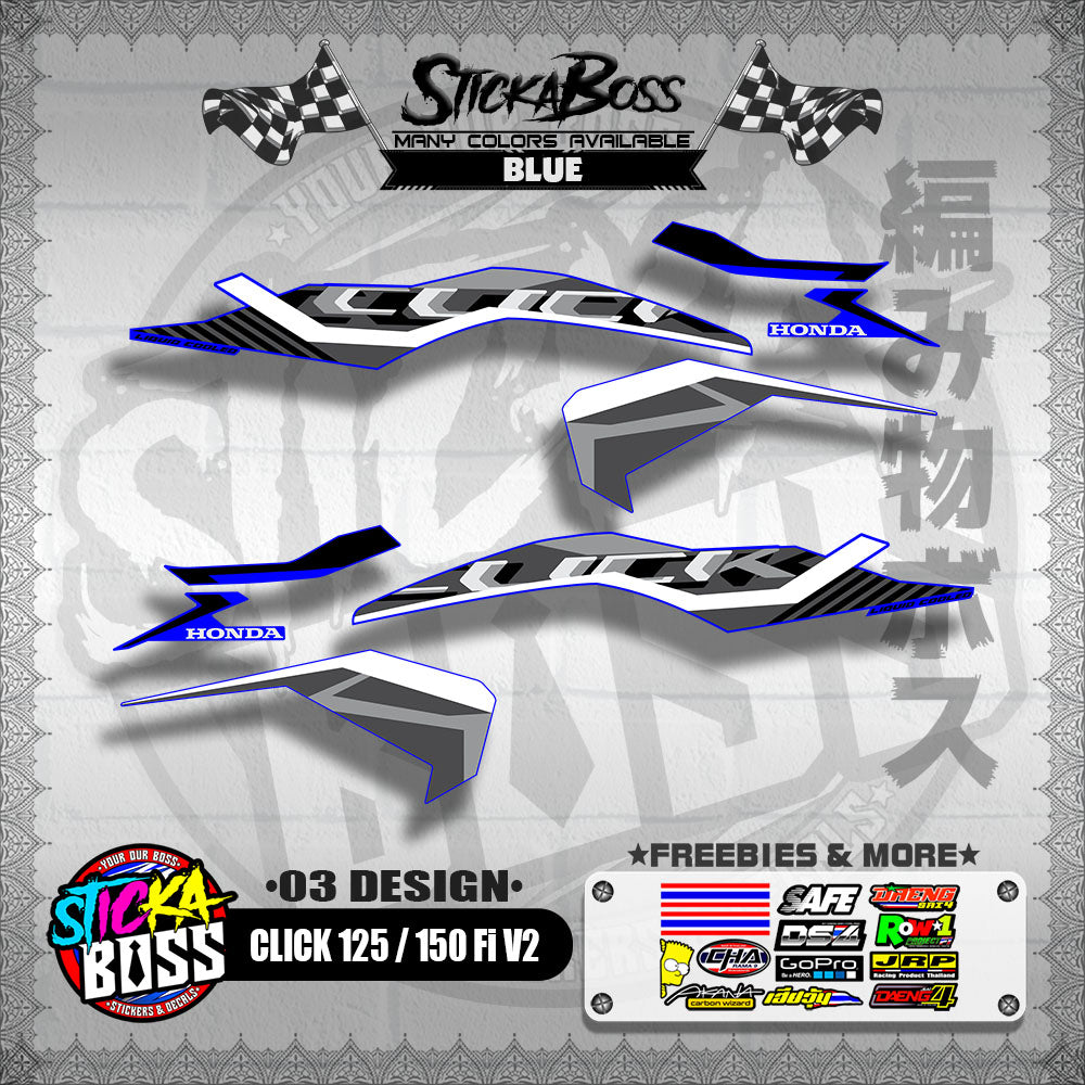 CLICK 125 / 150 Fi V2 DECALS ( 03 DESIGN )【WITH FREEBIES】