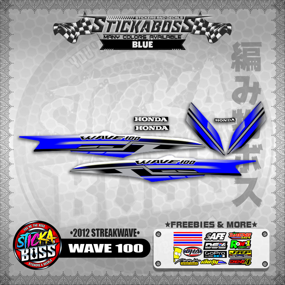 WAVE 100 STICKER DECALS ( 2012 STREAKWAVE ) 【WITH FREEBIES】