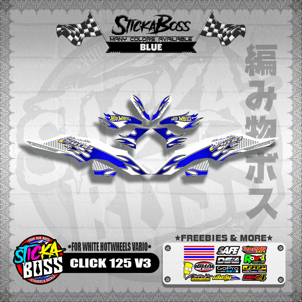 CLICK 125 V3 DECALS ( FOR WHITE HOTWHEELS VARIO )【WITH FREEBIES】