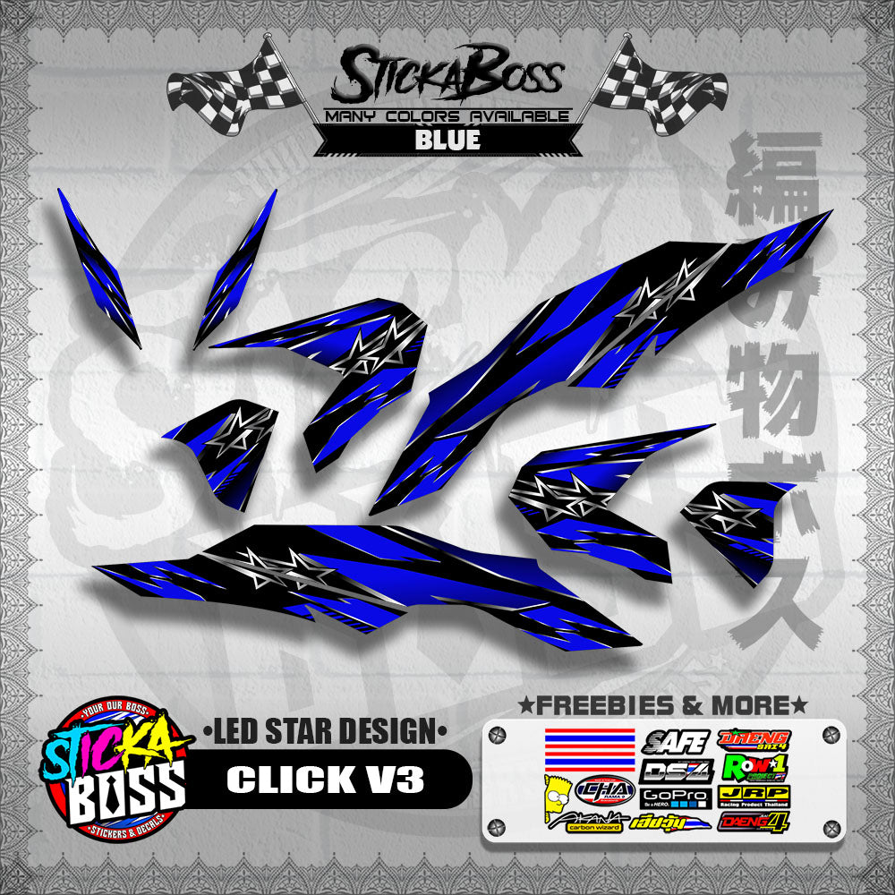 CLICK V3 DECALS ( LED STAR DESIGN )【WITH FREEBIES】