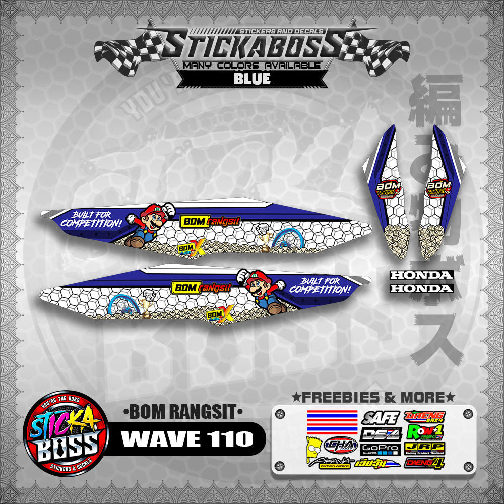 WAVE 110 DECALS ( BOM RANGSIT )【WITH FREEBIES】