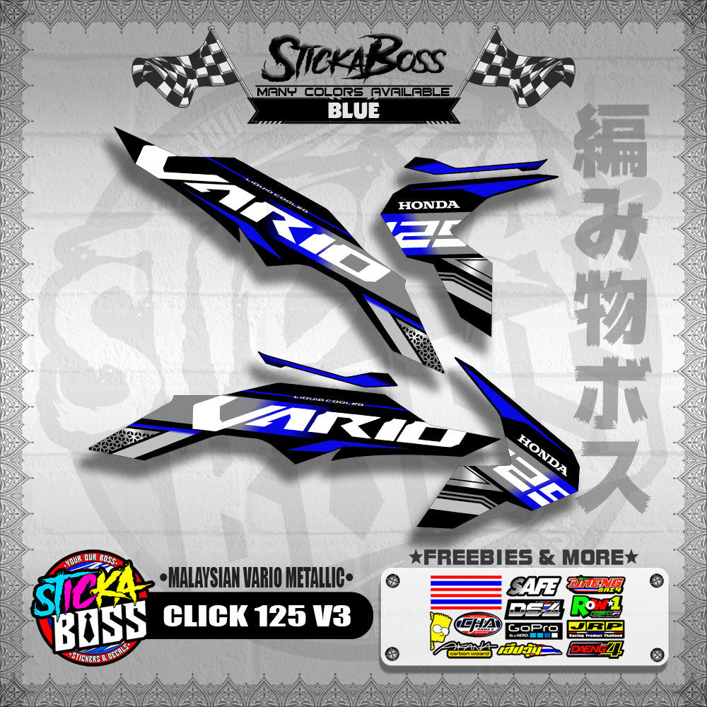 CLICK 125 V3 DECALS ( MALAYSIAN VARIO METALLIC )【WITH FREEBIES】