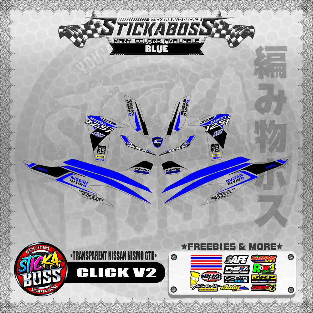 【PREMIUM UV PRINT】TRANSPARENT CLICK V2 STICKER DECALS ( NISSAN NISMO GTR )【WITH FREEBIES】
