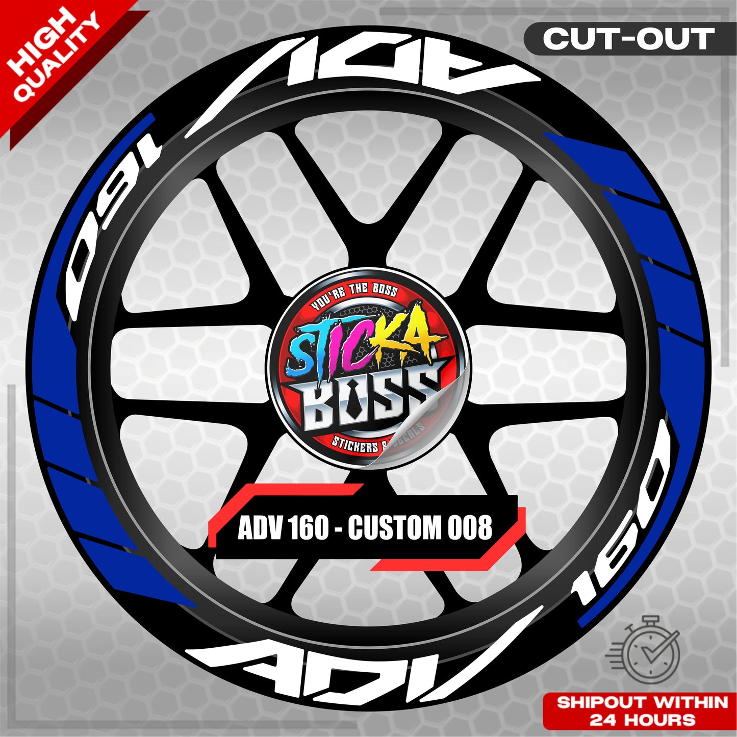 ADV 160 MAG STICKER SET ( 2 MAGS ) - CUSTOM 008 | VINYL WATERPROOF CUT-OUT DECALS