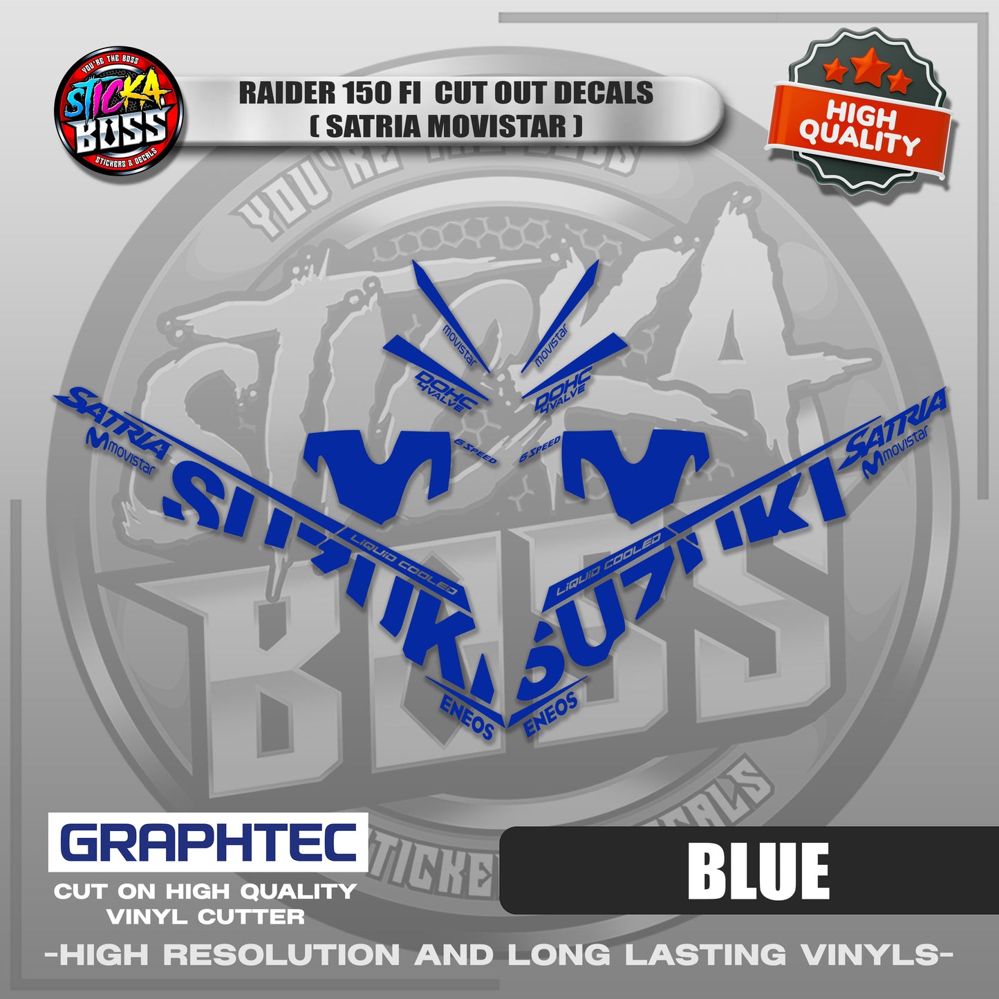 RAIDER 150 FI CUT OUT DECALS ( SATRIA MOVISTAR ) | VINYL WATERPROOF CUT-OUT STICKER DECALS