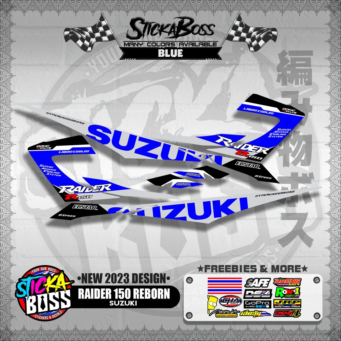 RAIDER 150 REBORN STOCK DECALS ( NEW 2023 DESIGN )【WITH FREEBIES】