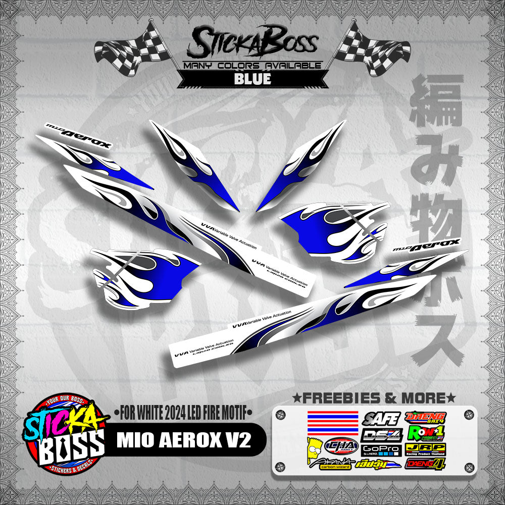 MIO AEROX V2 DECALS ( FOR WHITE 2024 LED FIRE MOTIF )【WITH FREEBIES】
