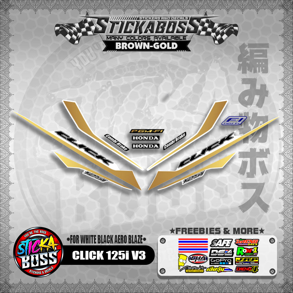 CLICK 125i V3 STICKER DECALS ( FOR WHITE BLACK AERO BLAZE )【WITH FREEBIES】