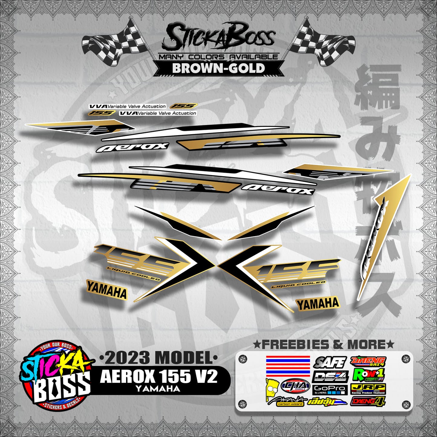 AEROX 155 V2 2023 STOCK DECALS ( 2023 MODEL )【WITH FREEBIES】