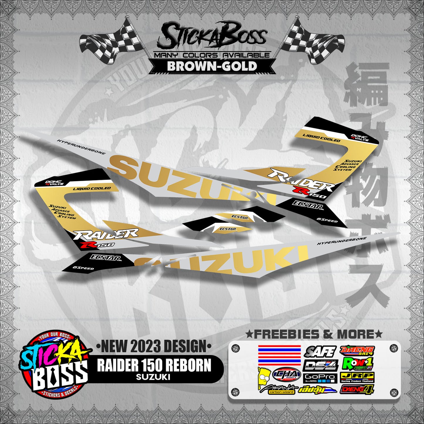 RAIDER 150 REBORN STOCK DECALS ( NEW 2023 DESIGN )【WITH FREEBIES】