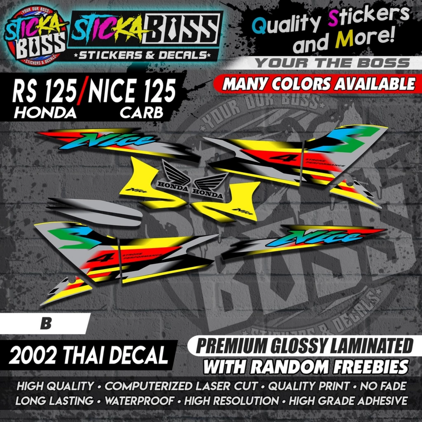 RS 125 / NICE 125 ( 2002 THAI DECAL ) 【PREMIUM GLOSSY LAMINATED】
