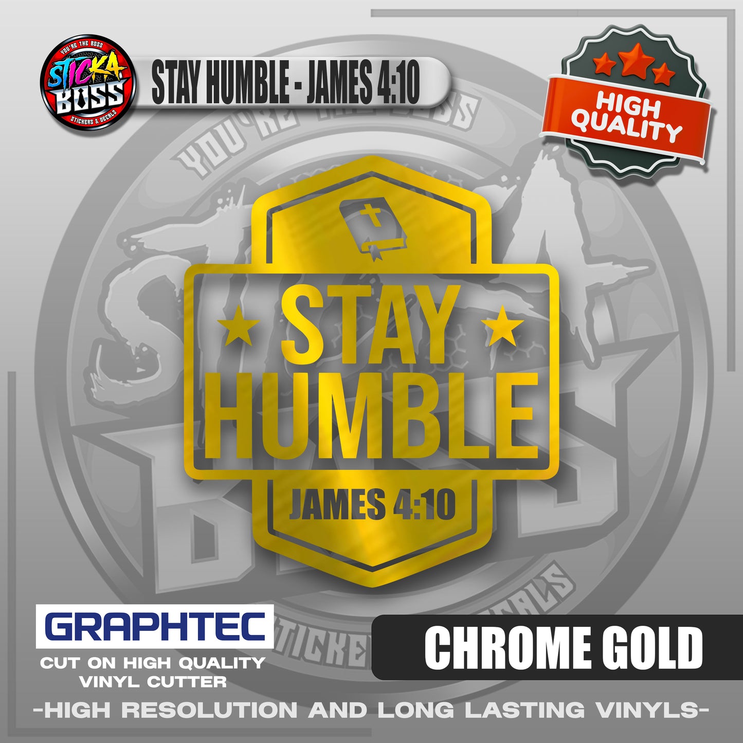 STAY HUMBLE - JAMES 4:10 | VINYL WATERPROOF CUT-OUT STICKER DECALS【Stickaboss】