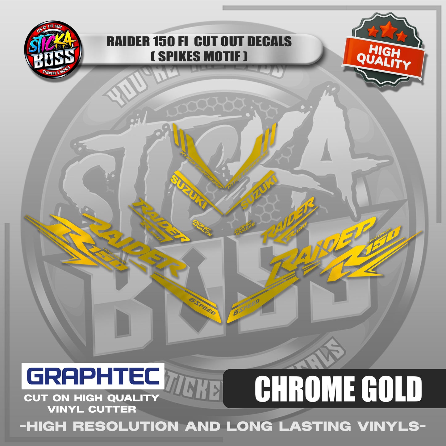 RAIDER 150 FI CUT OUT DECALS ( SPIKES MOTIF ) | VINYL WATERPROOF CUT-OUT STICKER DECALS