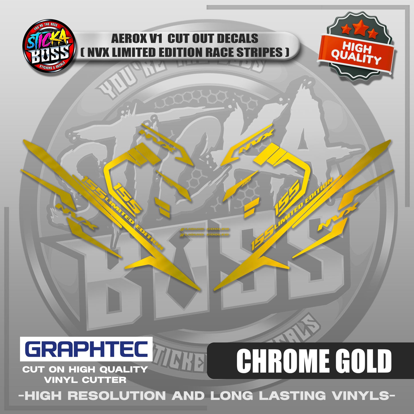 AEROX V1 CUT OUT DECALS ( NVX LIMITED EDITION RACE STRIPES ) | VINYL WATERPROOF CUT-OUT DECALS