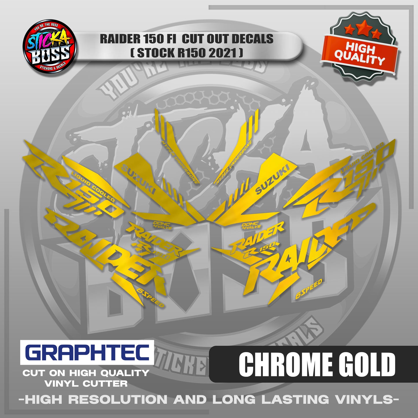 RAIDER 150 FI CUT OUT DECALS ( STOCK R150 2021) | VINYL WATERPROOF CUT-OUT STICKER DECALS