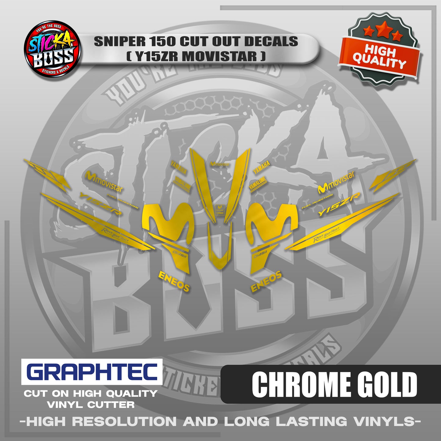 SNIPER 150 CUT OUT DECALS ( Y15ZR MOVISTAR ) | VINYL WATERPROOF CUT-OUT STICKER DECALS