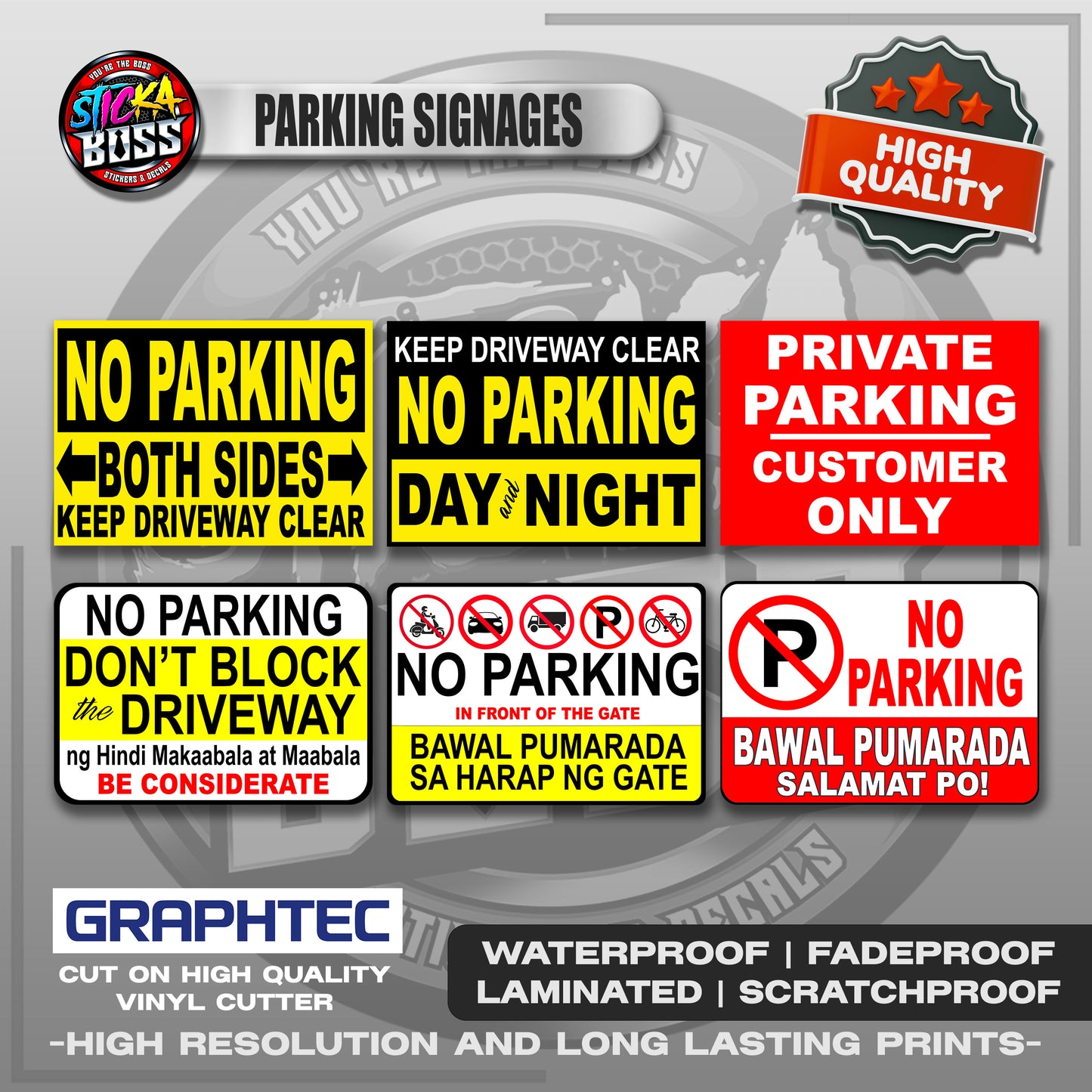 PARKING SIGNAGES | VINYL WATERPROOF STICKER | PREMIUM LAMINATED【PRINTED】