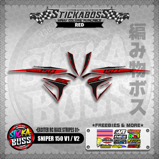 SNIPER 150 V1 / V2 DECALS ( EXCITER RC RACE STRIPES 01 )【WITH FREEBIES】